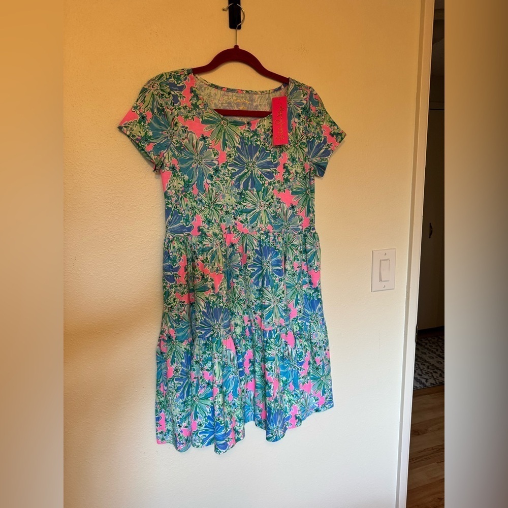 NEW Lilly Pulitzer Geanna Short Sleeve Swing Dress Floral XS Cottom NWT